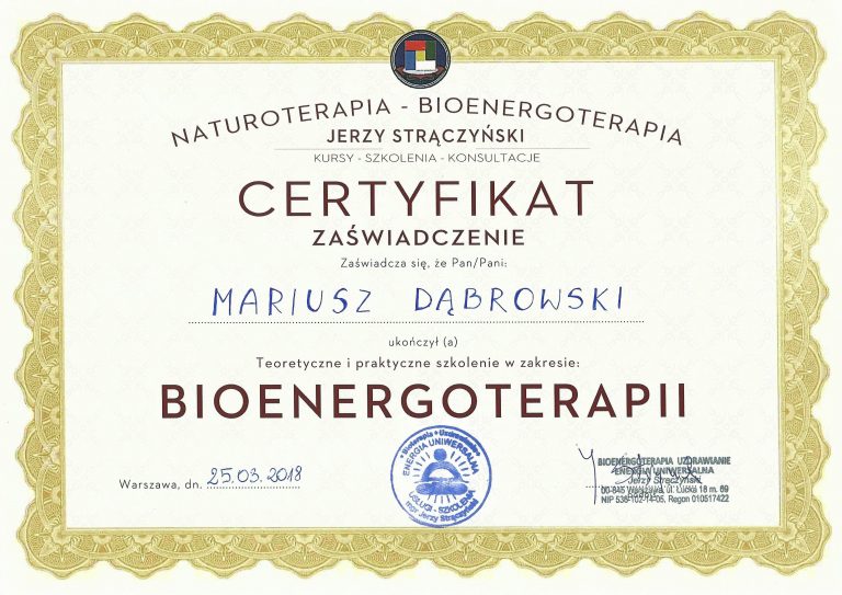 Bioenergoterapeuta Mariusz Dąbrowski