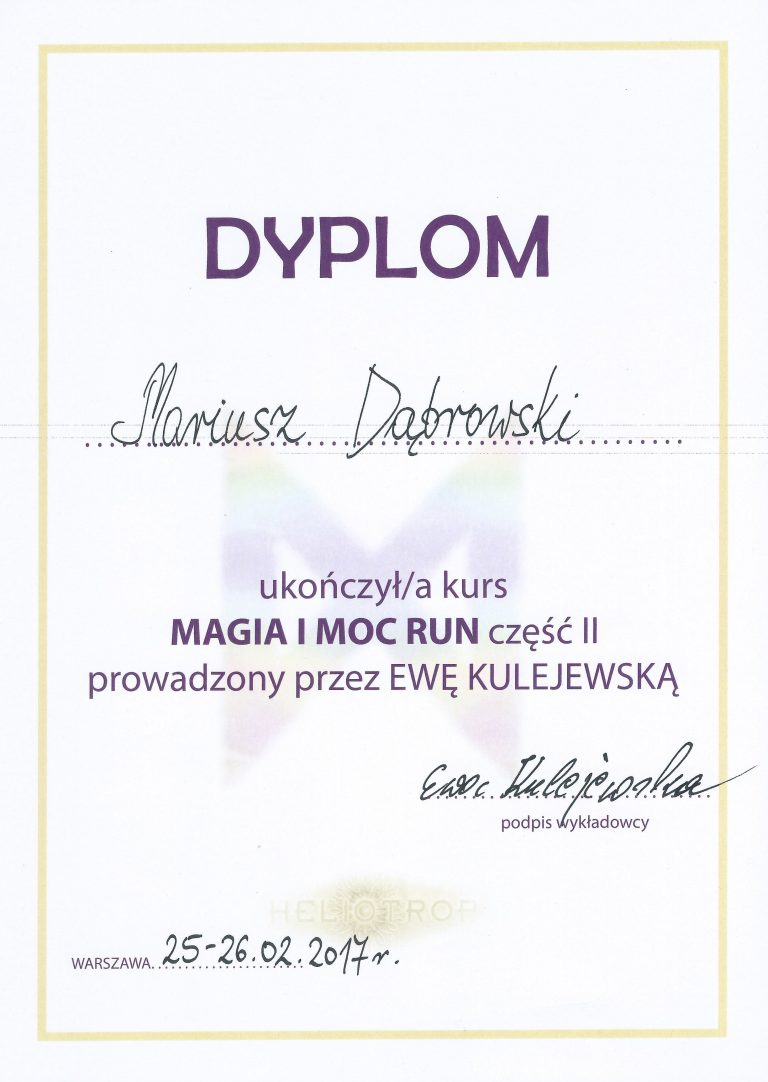 Kurs Magia i Moc Run Mariusz Dąbrowski